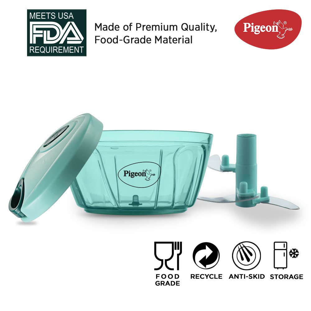 Polypropylene Mini Handy and Compact Chopper with 3 Blades for Effortlessly Chopping Vegetables and Fruits for Your Kitchen (12420, Green, 400 ml)
