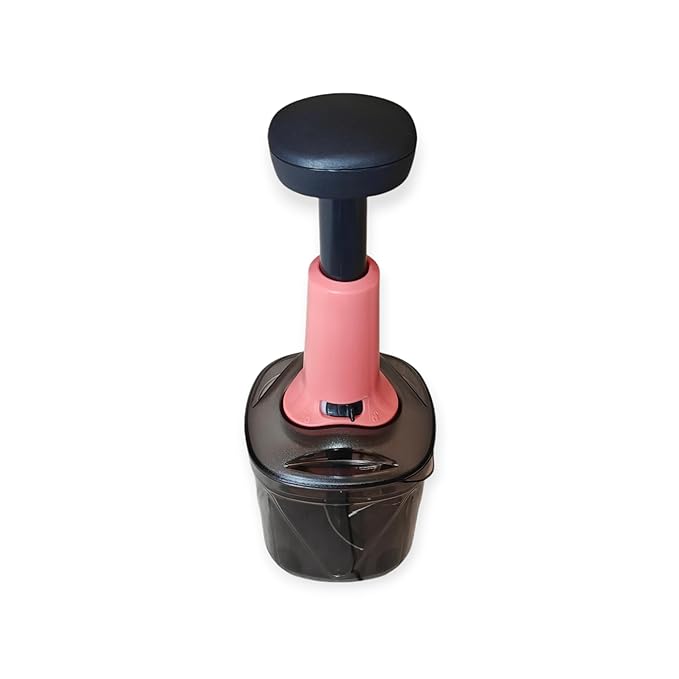 Premium Square Push Chopper Vegetable Cutter with Curved Stainless Steel Blades & Switch Locking - 1100ml (PEACH, 1100)